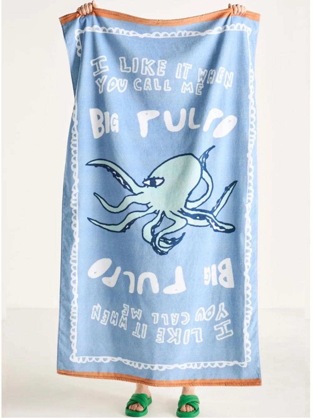 SUPERSIZED Blue Octopus Beach Towel “I like it when you call me big pulpo”